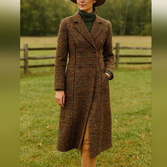 Lily & Taylor Designer Tweed Double Breasted Long Line Coat 18 Wool Crystal - Picture 1 of 11